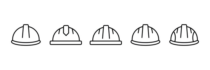 Black thin line Safety Helmet Icon vector set. Hard hat glyph icon. Construction helmet icon. for web, UI, and mobile apps.