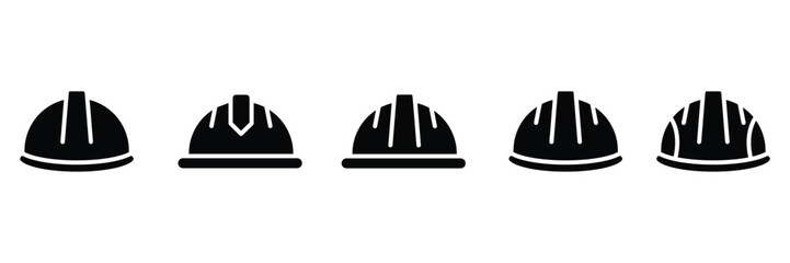 Black Safety Helmet Icon vector set. Hard hat glyph icon. Construction helmet icon. for web, UI, and mobile apps.