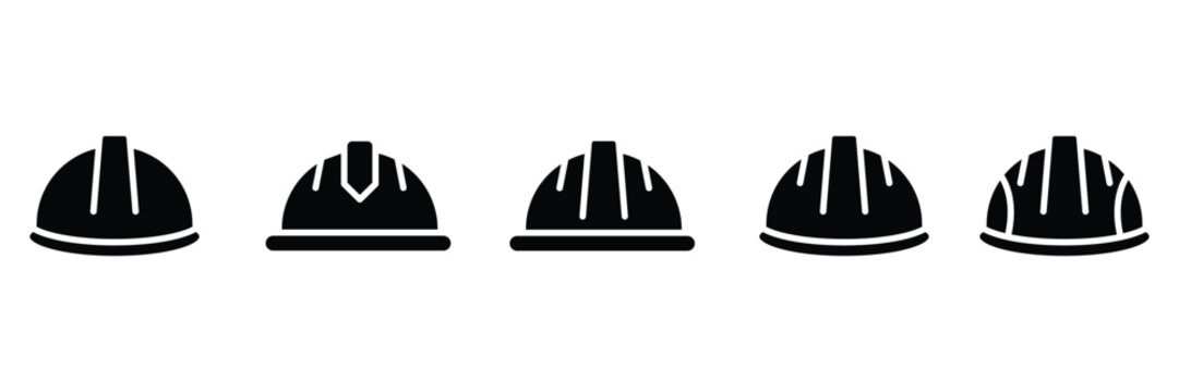 Black Safety Helmet Icon vector set. Hard hat glyph icon. Construction helmet icon. for web, UI, and mobile apps.