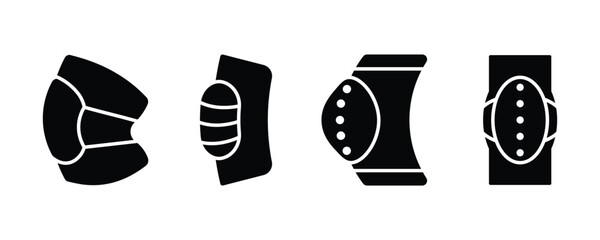 set of Knee pads vector icons, Knee and elbow pads providing safety and support during various activities,  protection and support during physical activities. © Charles stockio