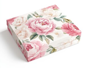 Stylish floral gift box with peonies design, perfect for presentations and celebrations.