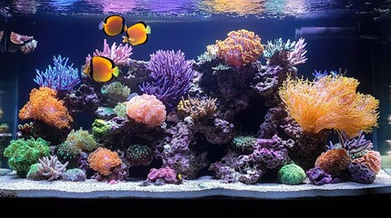 Vibrant Reef Tank Fish Corals And Aquatic Life