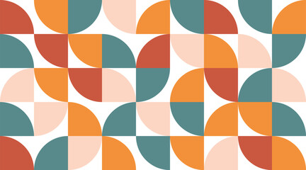 Trendy bauhaus style geometric pattern. Modern colorful background with simple elements. Geometric shapes retro texture concept. Design for print, presentation, minimalist poster. Vector illustration