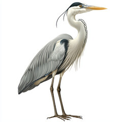 Heron standing gracefully with elegant feathers and long legs