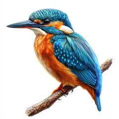 Fototapeta premium vibrant kingfisher perched on branch, showcasing its colorful feathers