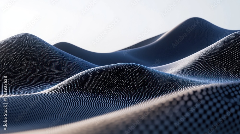 Poster abstract particle landscape: a futuristic digital rendering