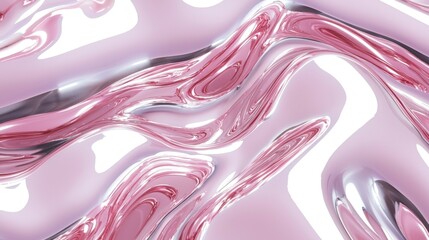Pink and Silver Liquid Swirls Abstract Background Texture