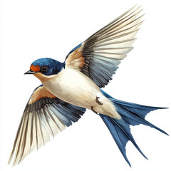 colorful swallow bird in flight, showcasing its vibrant feathers and graceful wings