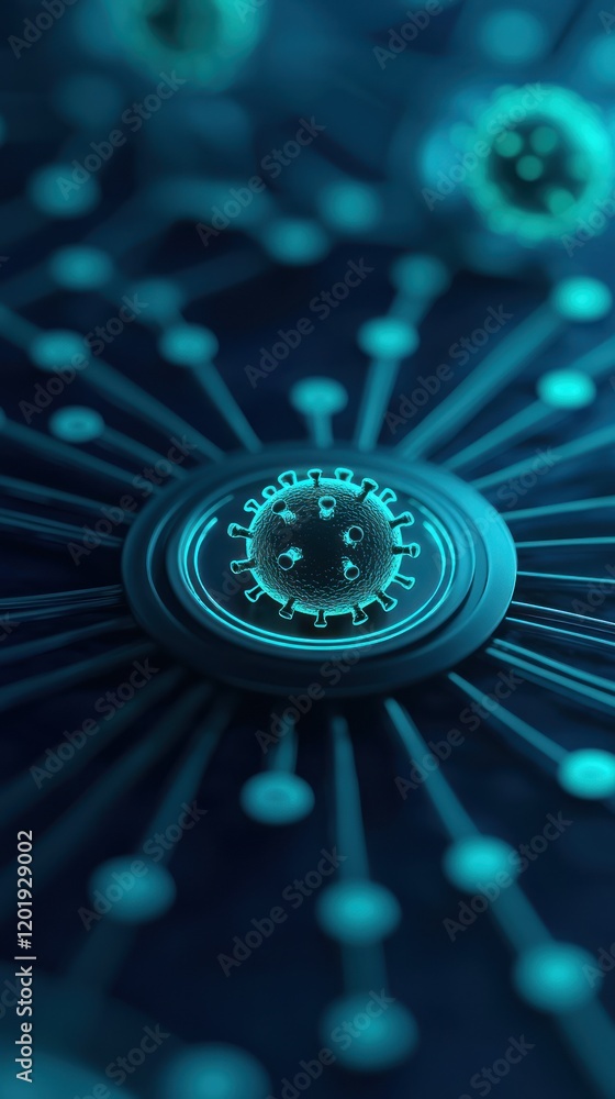 Poster Abstract representation of interconnected particles and networks.