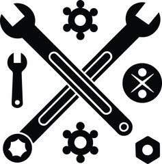 Repair icon vector. 9 tools icon vector 