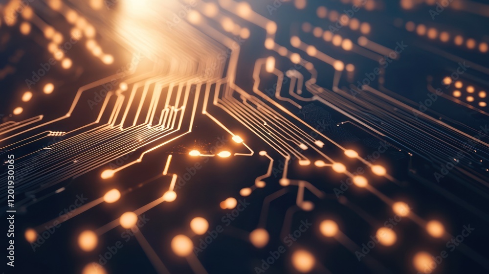 Poster close-up view of a circuit board showcasing digital connections.