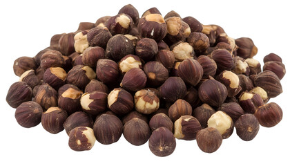 Handful of Raw Hazelnuts in Shell