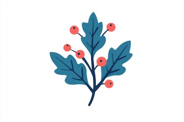 Simple holly leaf and berry illustration for festive designs in transparent png format. Perfect for holiday themed projects and greeting cards