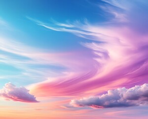 Obraz premium Vibrant sky with colorful clouds at sunset.