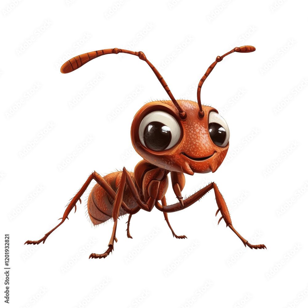 Aufkleber The image depicts a charming cartoon rendering of an ant with oversized eyes and a cheerful expression.