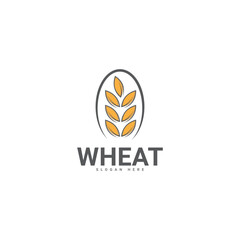 Obraz premium Rice Logo, Farm Wheat Logo Design, Vector Wheat Rice Icon Template Illustration