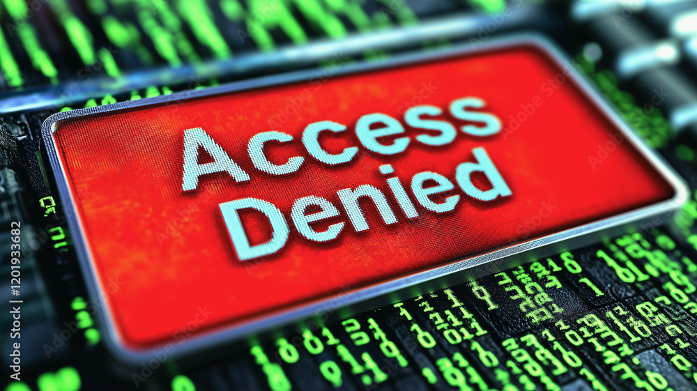 Poster access denied alert: a striking close-up of a digital screen displaying a bold 
