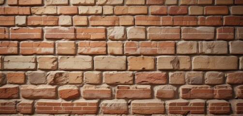 Obraz premium Brick wall block with brown and beige texture closeup, stone facade, brick texture