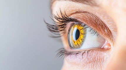 An enhanced close-up of a human eye, showcasing vivid detail and technological augmentation, merging biology with cutting-edge innovation.