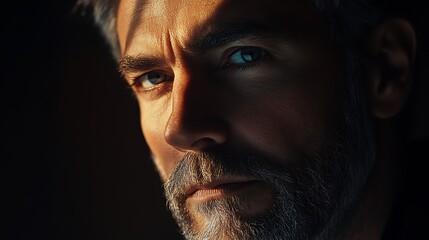 Fototapeta premium A portrait of an adult with light softly illuminating their face conveying a peaceful and introspective atmosphere