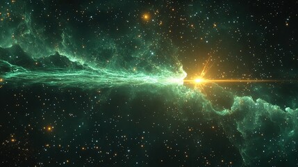 Green mysterious space object, gamma ray burst