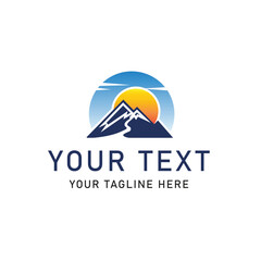 Mountain Sea Sky Sun Logo Design