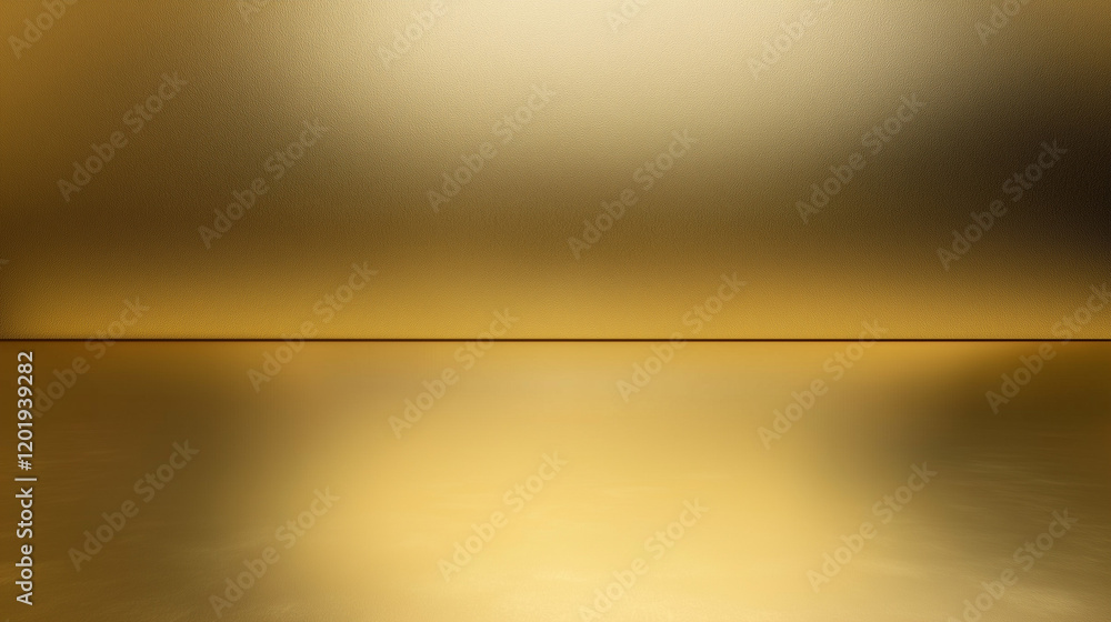 Poster Golden gradient background with soft lighting and shadow effects, minimalist design for wallpaper or digital use. High-resolution solid gold texture with a smooth finish and golden tones, perfect for 