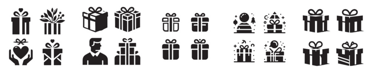 set of silhouette gift vector icons