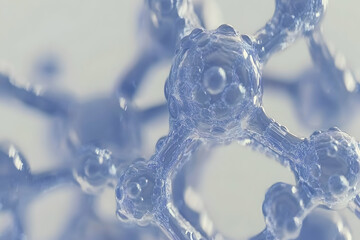 Abstract microscopic image of a molecule's intricate structure, showcasing its interconnected components and delicate details. Ideal for science, technology, and medical backgrounds.