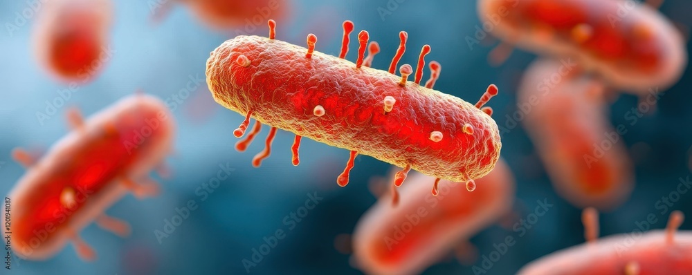 Poster a colorful illustration of bacteria, showcasing their unique shapes and structures, emphasizing thei