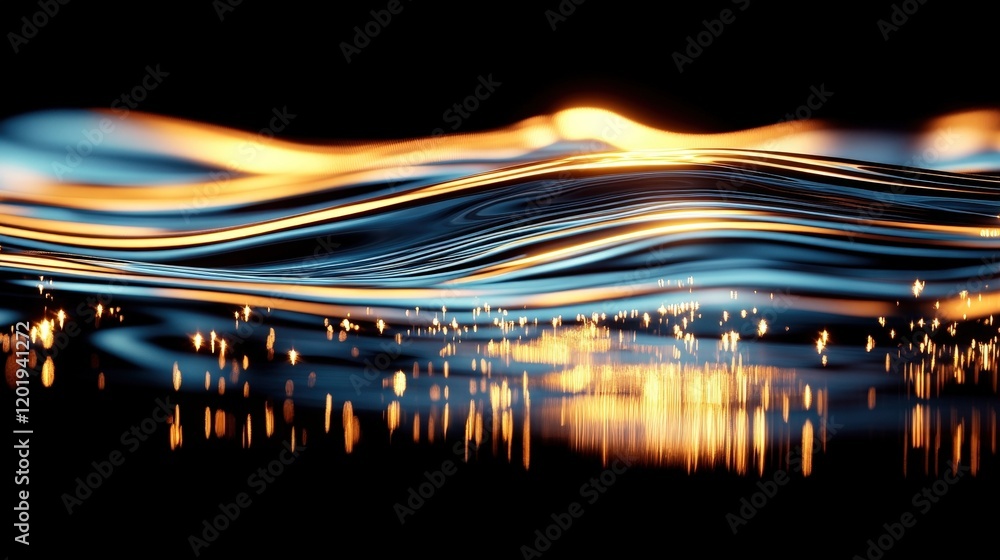 Poster abstract light waves on water surface: a captivating blend of color and reflection for creative proj