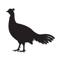 pheasant forest bird black silhouette icon , bird vector illustration