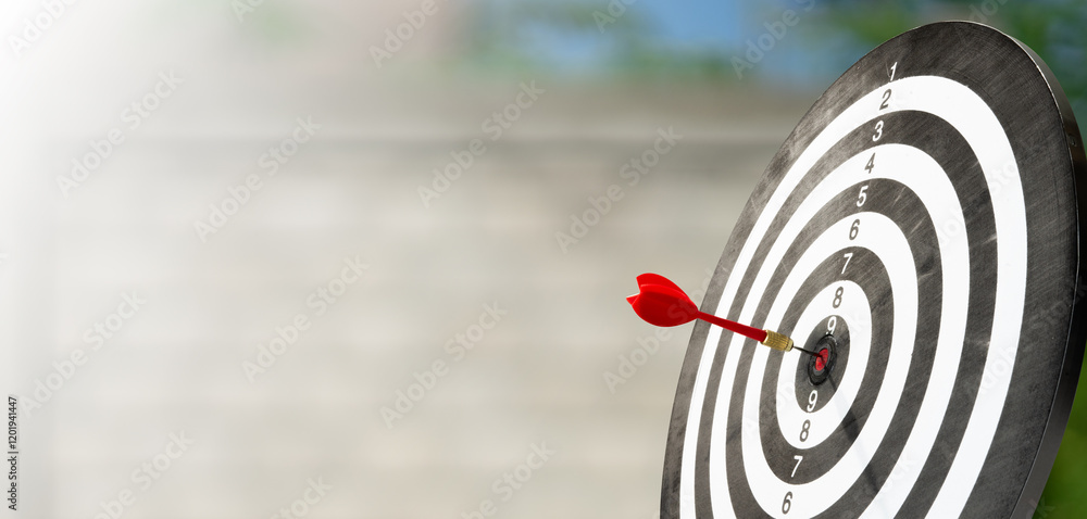 Poster dart and target on blur background