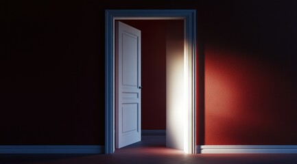 Open door with light shining from hallway.