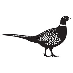 pheasant forest bird black silhouette icon , bird vector illustration