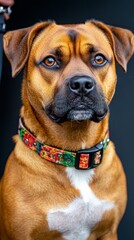 Obraz premium Confident Dog with Trendy Collar Standing Proudly