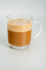 Coffee cup of latte art on white background isolated
