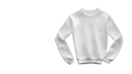 A plain white sweatshirt, perfect for casual wear. Ideal for layering or as a standalone piece. Comfortable and versatile for any wardrobe.
