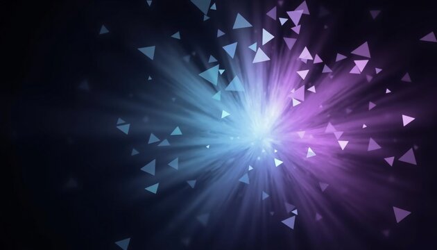 Abstract Triangular Burst: A Serene Purple and Blue Light Explosion