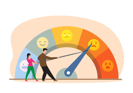 people stress man woman indicator emotions mental psychological health assessing feelings awareness mindfulness vector illustration