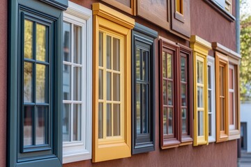 Colorful Exterior Windows Displayed on Building Facade