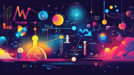 Obraz premium A vibrant infographic showing the steps of the scientific method, from hypothesis to conclusion, with vibrant visuals