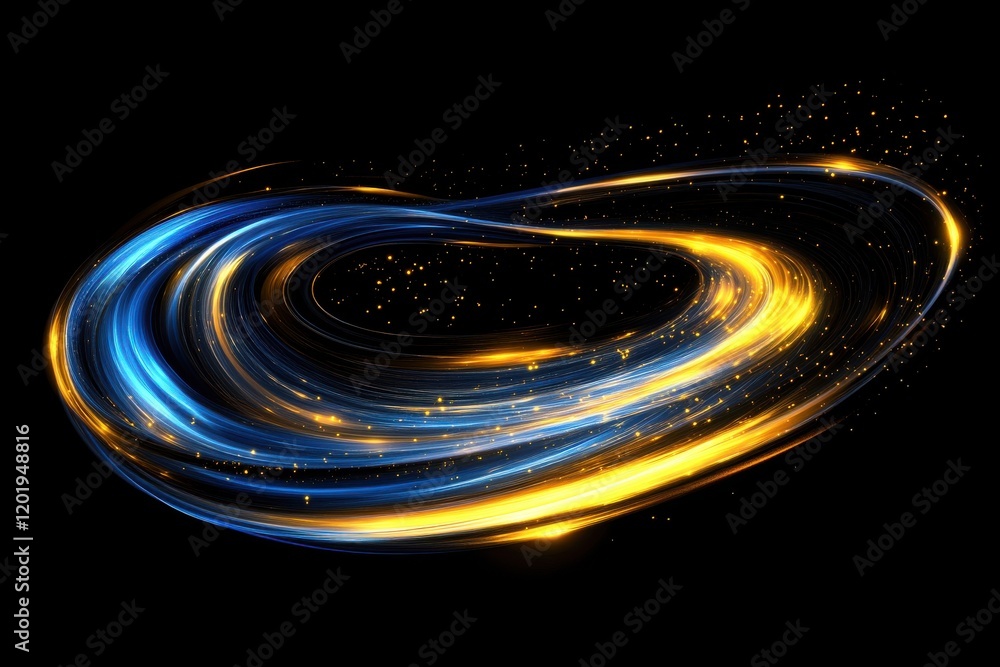 Poster dynamic light trails showcasing motion in vibrant blue and yellow waves for creative projects and me