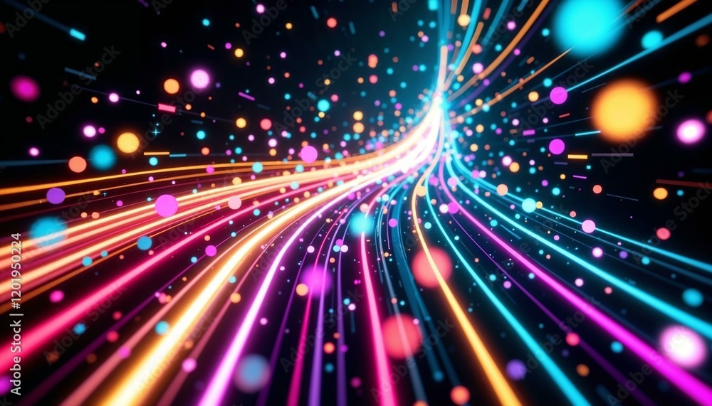 Aufkleber abstract scene of colorful light fragments and glowing prisms symbolizing dynamic motion