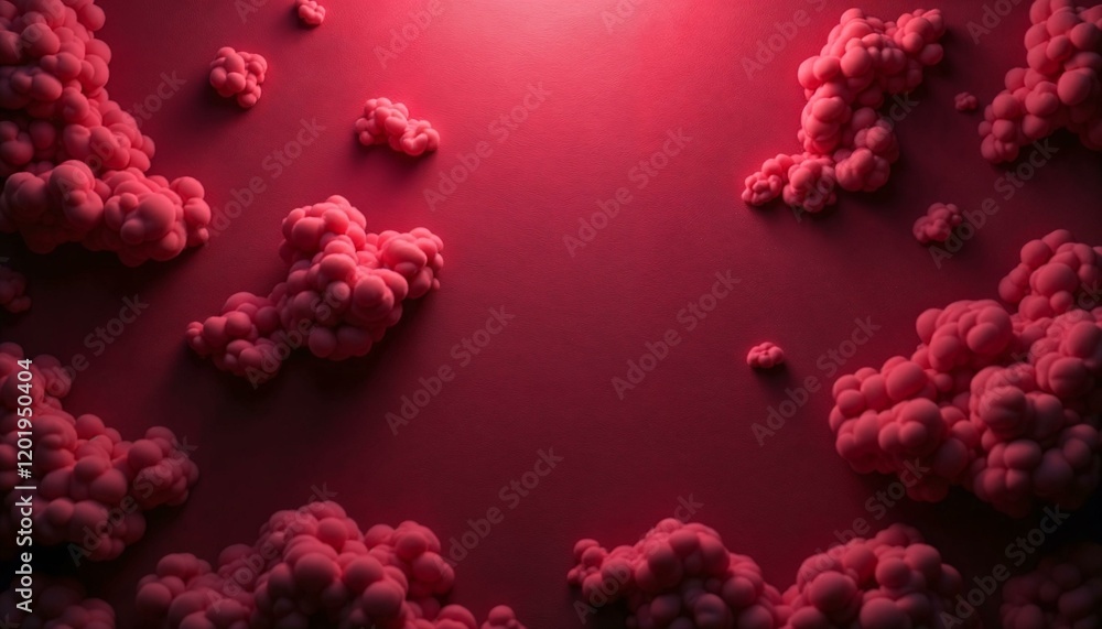 Poster textured deep red background with cloud-like patterns in photorealistic style