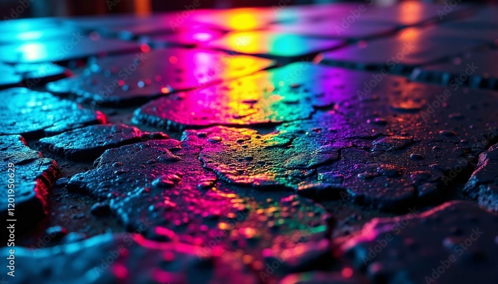 Aufkleber close-up of multicolored light reflections creating a vibrant prism effect