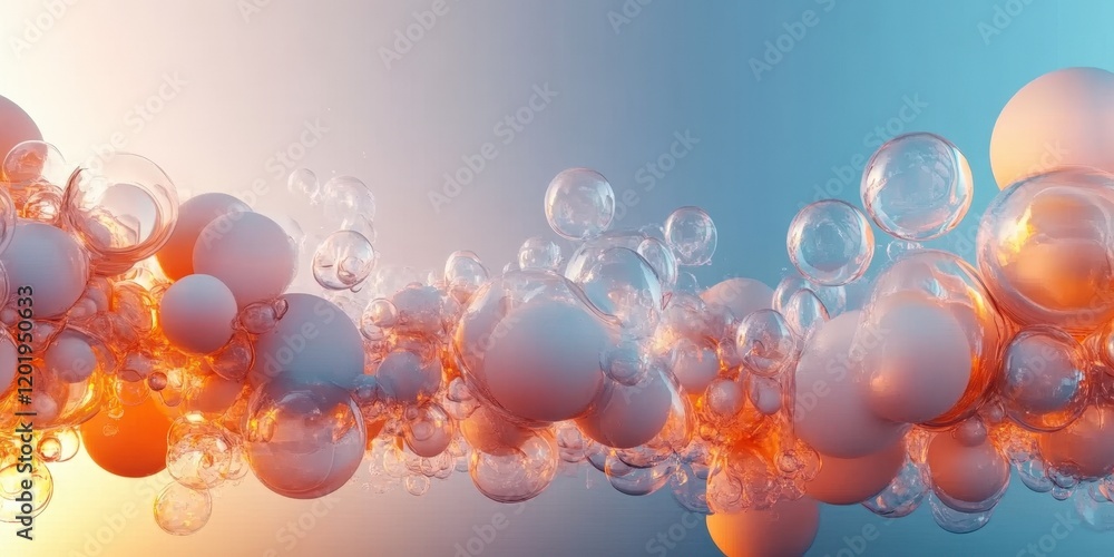 Poster abstract bubbles and light: a captivating visual journey through colorful spheres and a dreamlike at