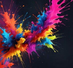 Abstract ink splatter with bold and bright colors, fluid, intense, bright