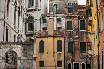 facades of old houses in Venice, Italy