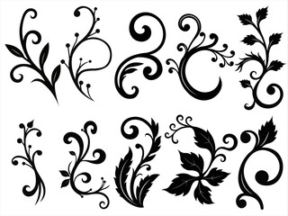 Decorative flourish ornament vectors with swirls and floral elements. Perfect for invitations, stationery, decor, and creative graphic projects.
